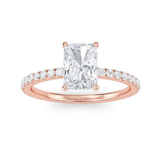 Anillo de compromiso clásico con piedra lateral esmeralda de 1,0 ctw