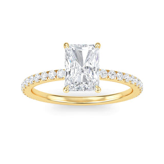 Anillo de compromiso clásico con piedra lateral esmeralda de 1,0 ctw