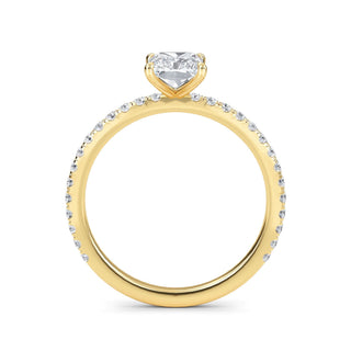 Anillo de compromiso clásico con piedra lateral esmeralda de 1,0 ctw