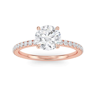 Anillo de compromiso clásico con piedra lateral redonda de 1,0 ctw