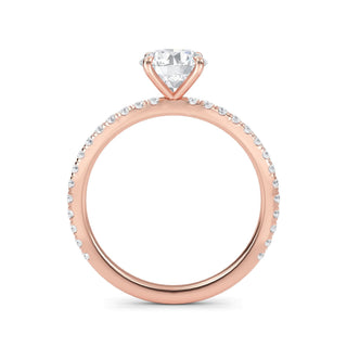 Anillo de compromiso clásico con piedra lateral redonda de 1,0 ctw