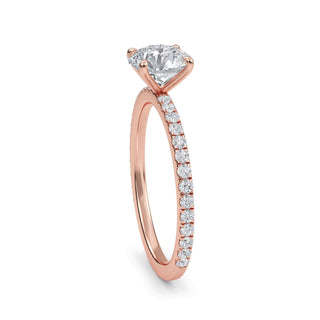 Anillo de compromiso clásico con piedra lateral redonda de 1,0 ctw