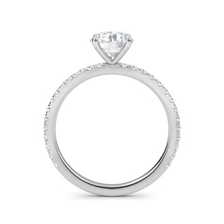 Anillo de compromiso clásico con piedra lateral redonda de 1,0 ctw