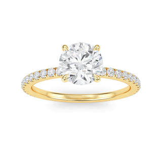 Anillo de compromiso clásico con piedra lateral redonda de 1,0 ctw