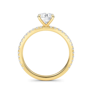 Anillo de compromiso clásico con piedra lateral redonda de 1,0 ctw