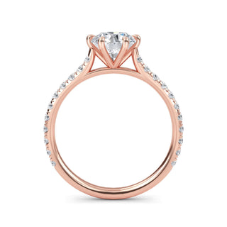 Anillo de compromiso con piedra lateral pavé redonda de 1,0 ctw
