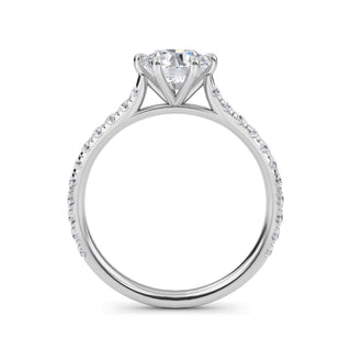 Anillo de compromiso con piedra lateral pavé redonda de 1,0 ctw