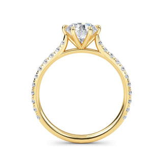 Anillo de compromiso con piedra lateral pavé redonda de 1,0 ctw