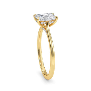 Anillo de compromiso con piedra lateral pavé redonda de 1,0 ctw