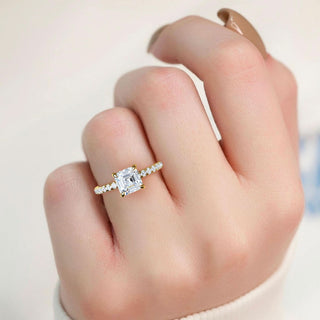 Asscher Cut Petite Pavé Engagement Ring 1.0 ct