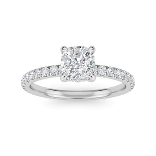 Cushion Cut Petite Pavé Engagement Ring 0.7 ctw