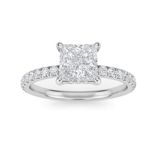 Princess Cut Petite Pavé Engagement Ring 1.0 ctw