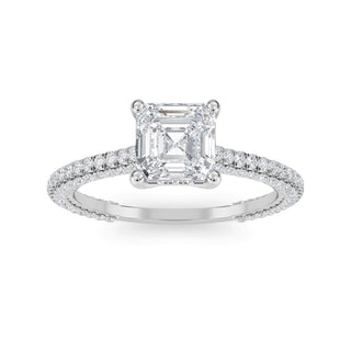 Asscher Cut Double Pavé Engagement Ring 1.0 ctw
