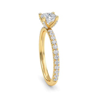 Cushion Cut Fine Pavé Engagement Ring 0.7 ct