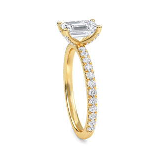 Emerald Elegant Refined Pavé Engagement Ring 1.0 ct
