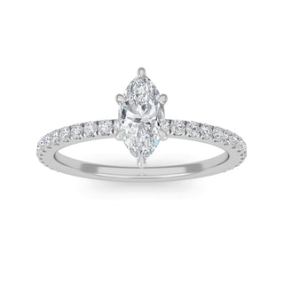 Anillo de compromiso clásico con piedra lateral de talla marquesa de 0,5 ct.