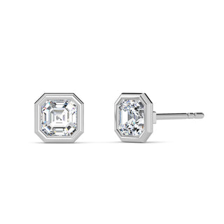 Asscher Cut Bezel Stud Earrings 1.0 ctw