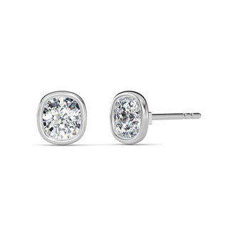 Cushion Cut Bezel Stud Earrings 1.0 ctw