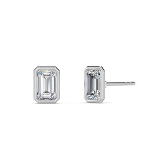 Emerald Cut Bezel Stud Earrings 1.0 ctw