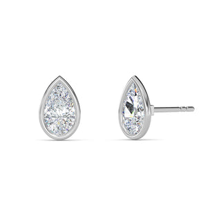 Pear Cut Bezel Stud Earrings 1.0 ctw