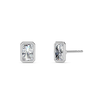 Radiant Cut Bezel Stud Earrings 1.0 ctw