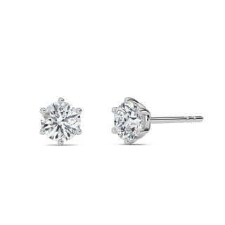 Round Cut Six-Prong Crown Stud Earrings 0.6 ctw