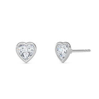 Heart Cut Bezel Stud Earrings 1.0 ctw