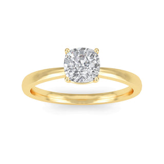 Anillo de compromiso solitario minimalista de talla cojín de 0,9 quilates