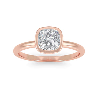 Cushion Cut Bezel Solitaire Engagement Ring 1.0 ct