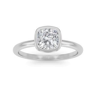 Cushion Cut Bezel Solitaire Engagement Ring 1.0 ct