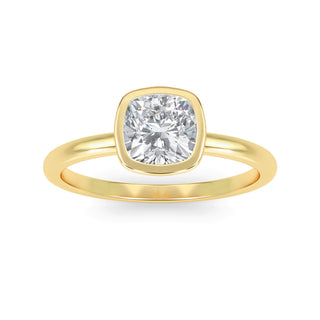 Cushion Cut Bezel Solitaire Engagement Ring 1.0 ct