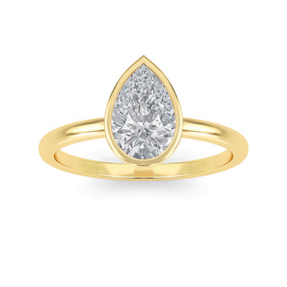 Pear Cut Modern Bezel Solitaire Engagement Ring 1.5 ct