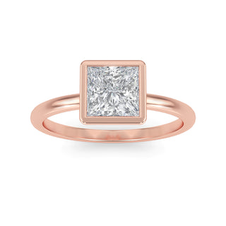 Princess Cut Bezel-Style Solitaire Engagement Ring 1.0 ct