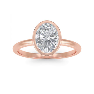 Oval Cut Bezel Solitaire Engagement Ring 1.0 ct