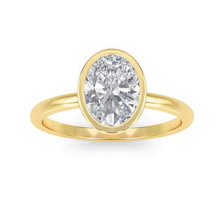 Oval Cut Bezel Solitaire Engagement Ring 1.0 ct